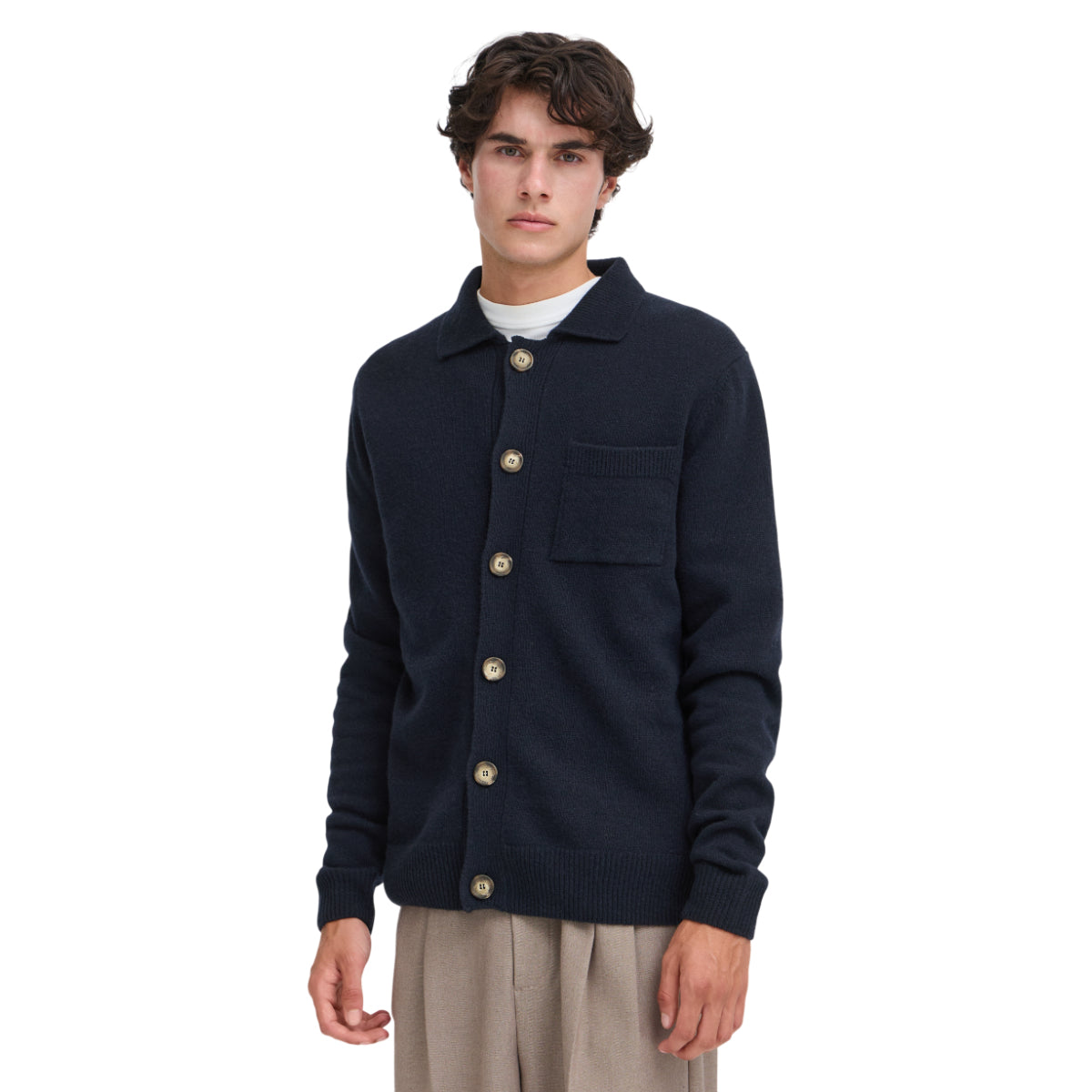 Rio lambswool polo cardigan