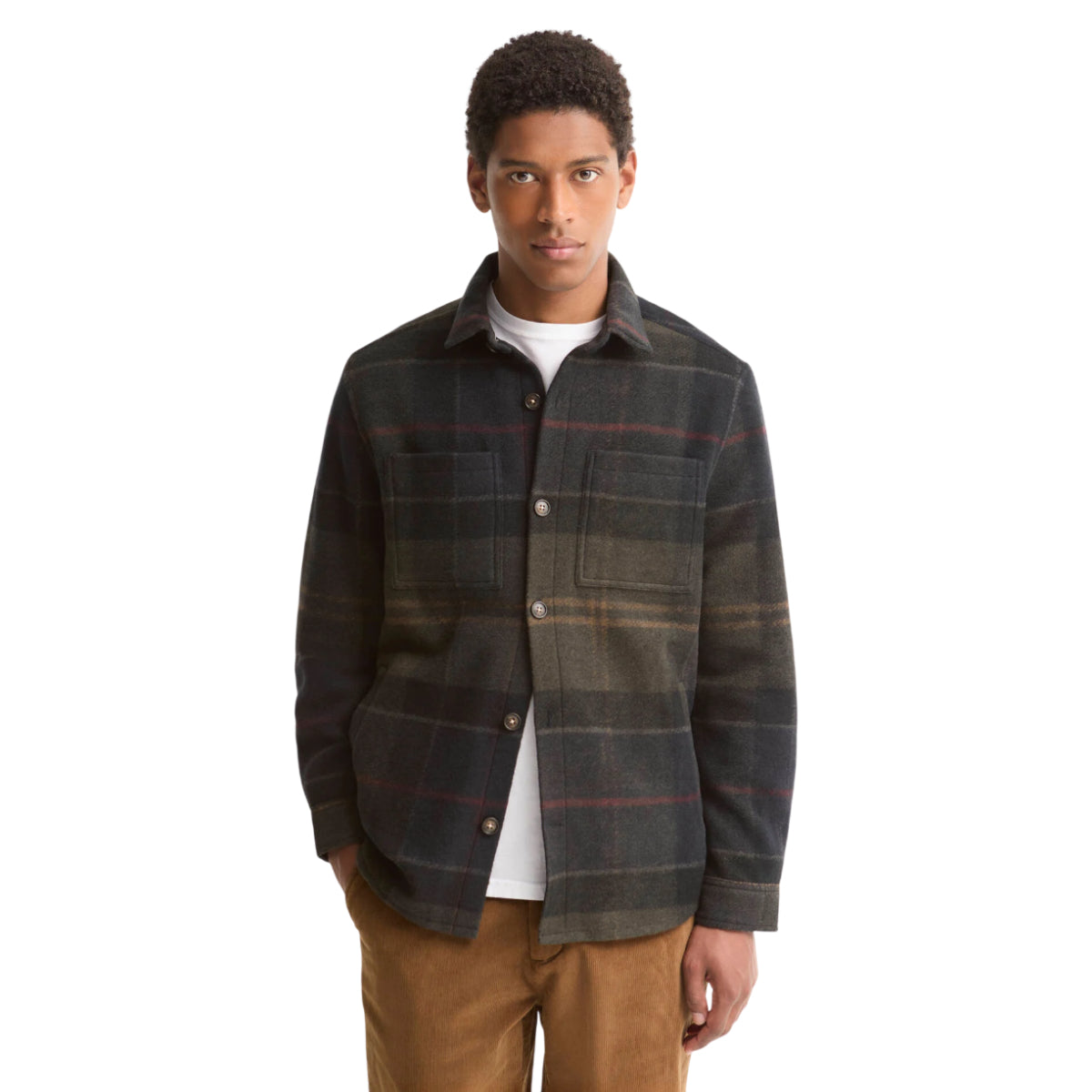 Woodlane brushed check overshirt