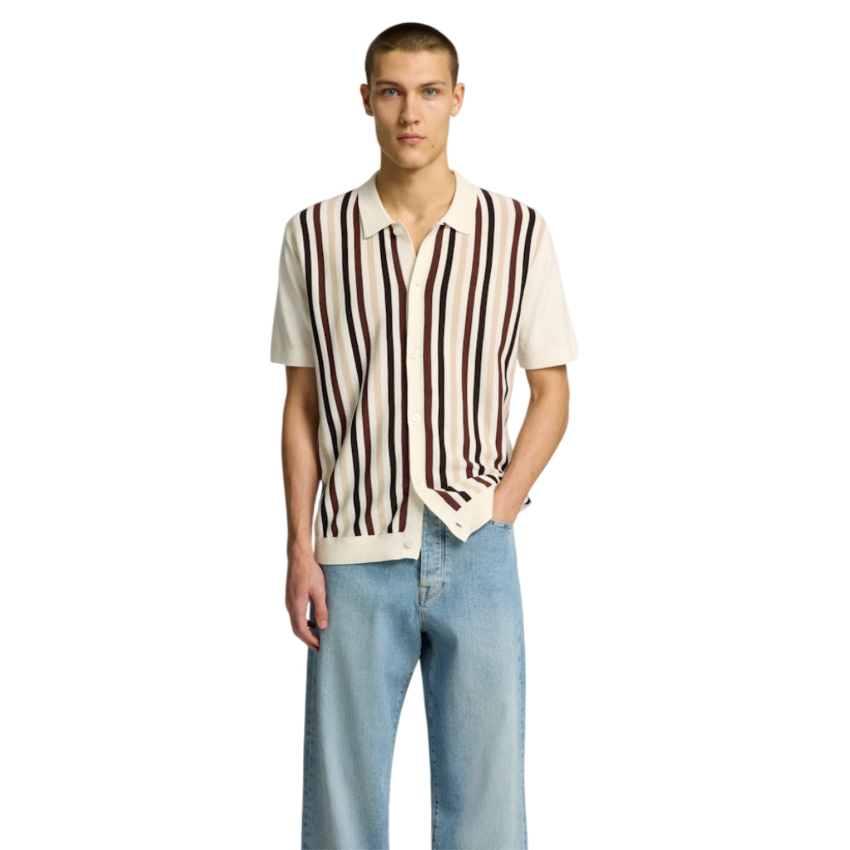 Mattis ss knit stripe polo