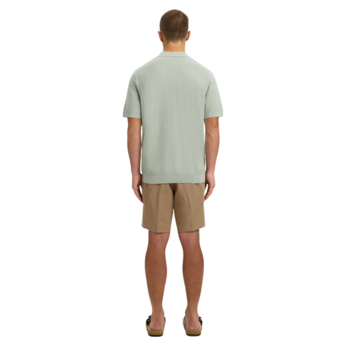 Cran knit structure zip polo