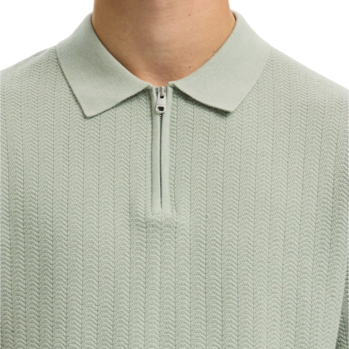 Cran knit structure zip polo