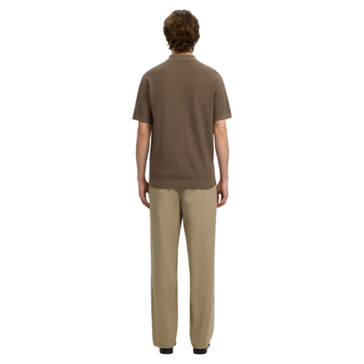 Cran knit structure zip polo