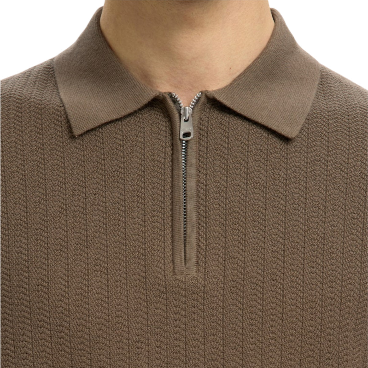 Cran knit structure zip polo
