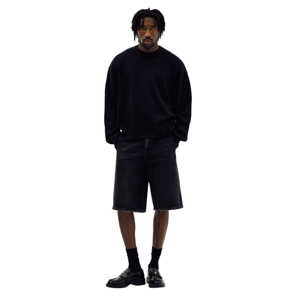 Straight denim shorts