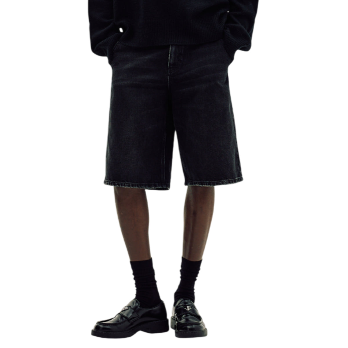 Straight denim shorts