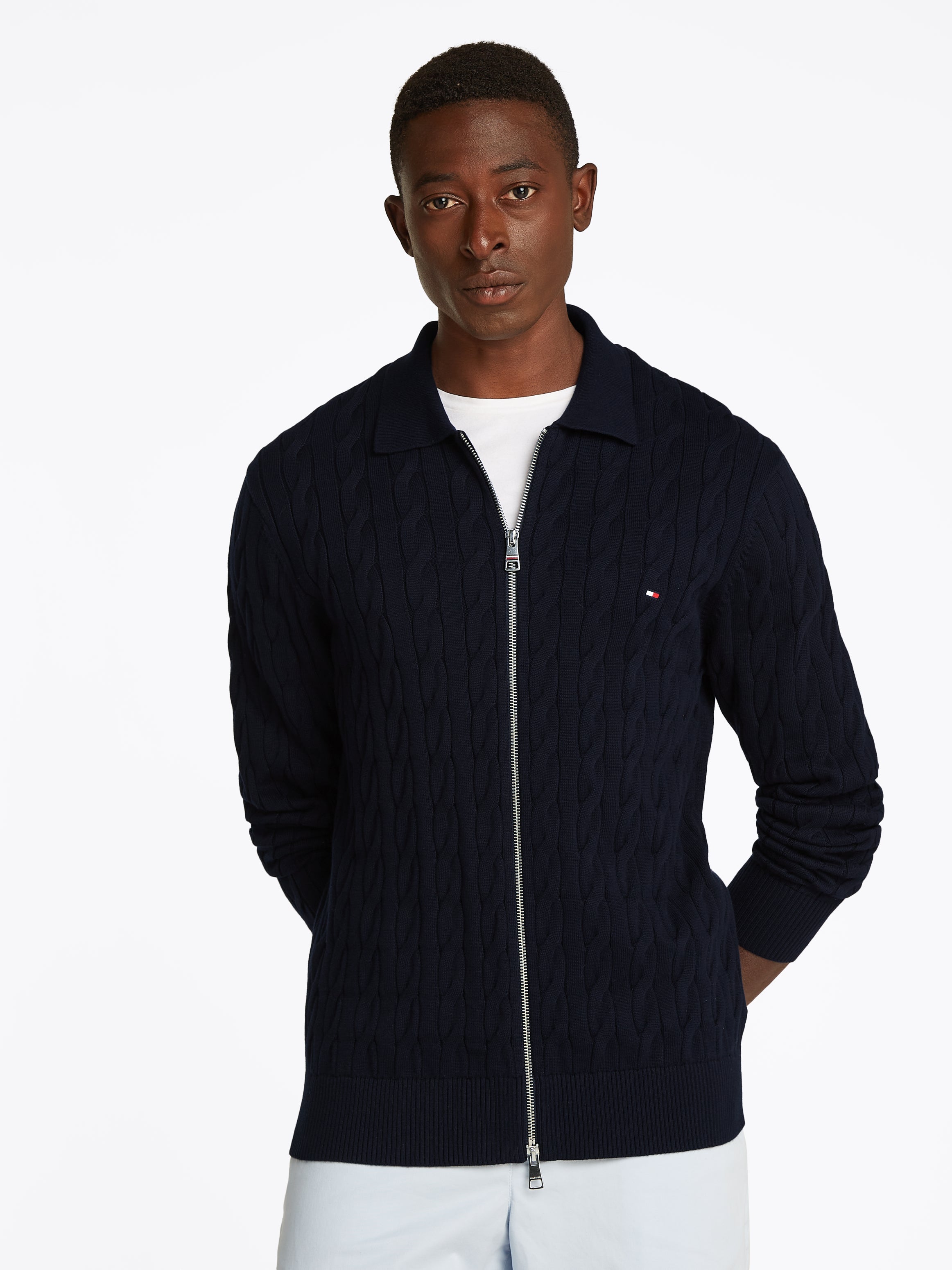calssic cable polo zip