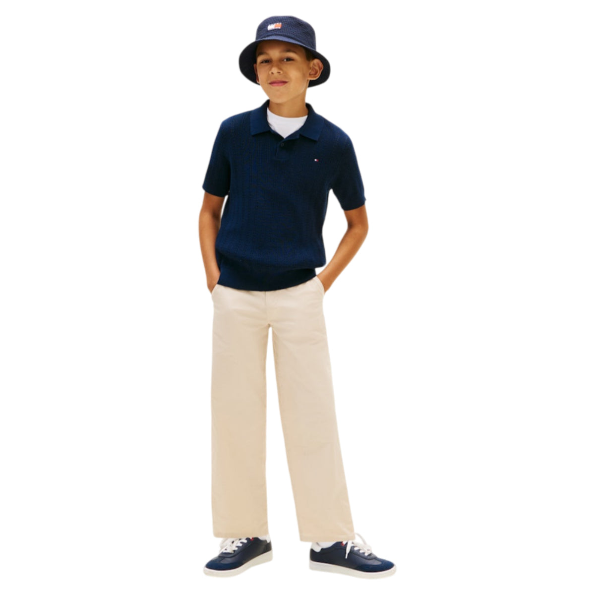 Open stitch polo