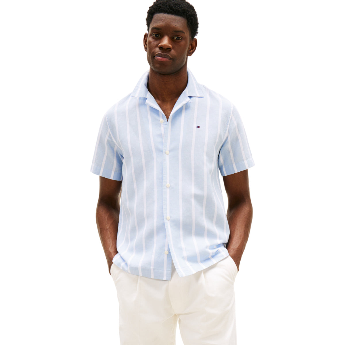 Linen blend striped
