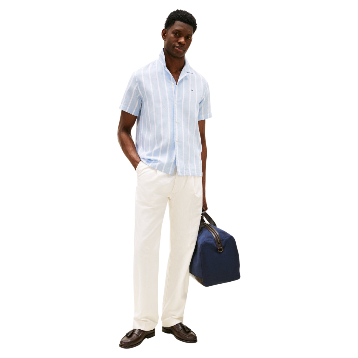 Linen blend striped