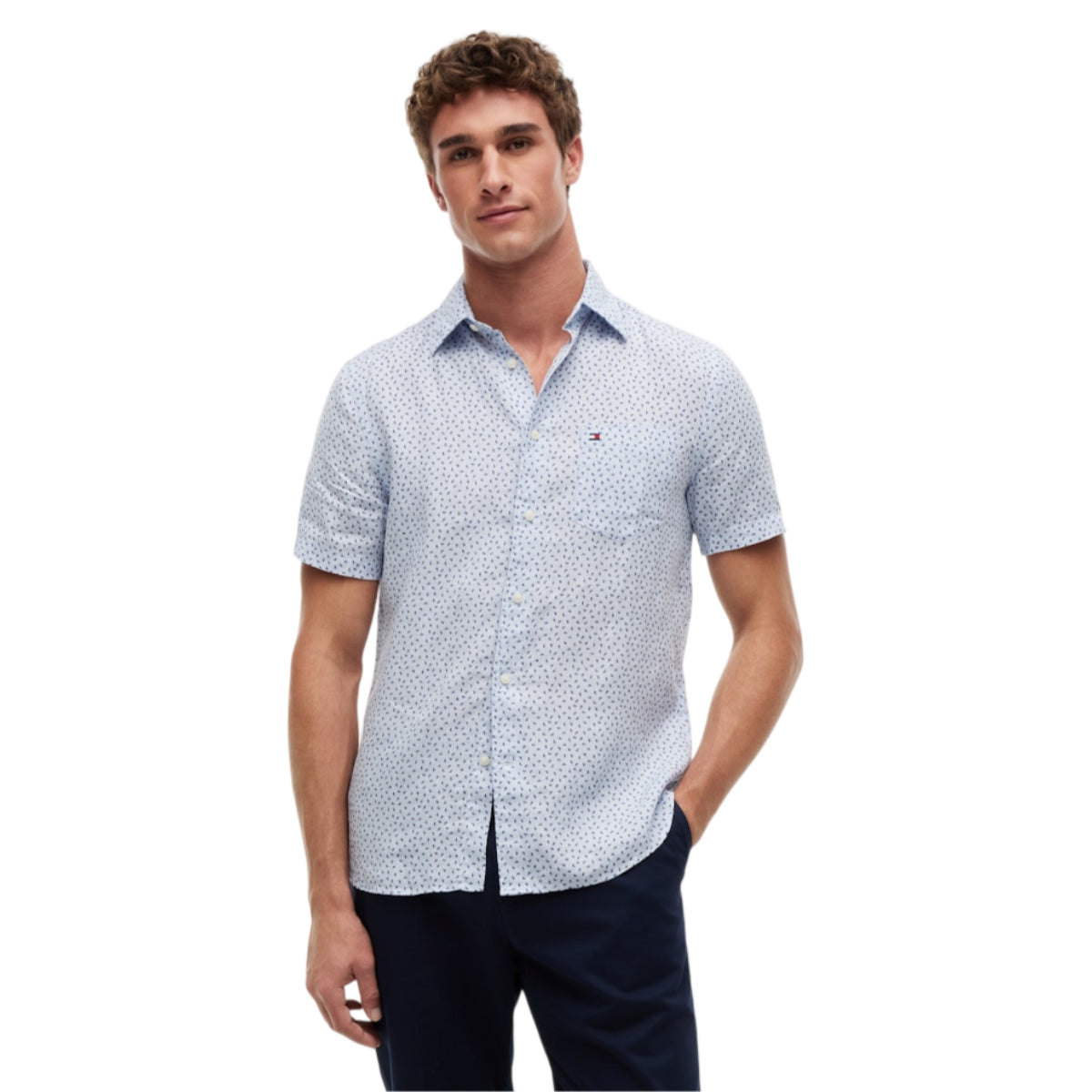 Linen sailing print ss