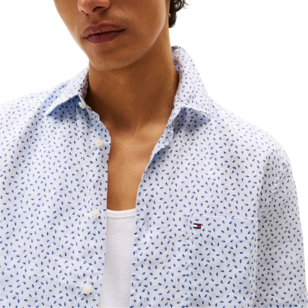 Linen sailing print ss