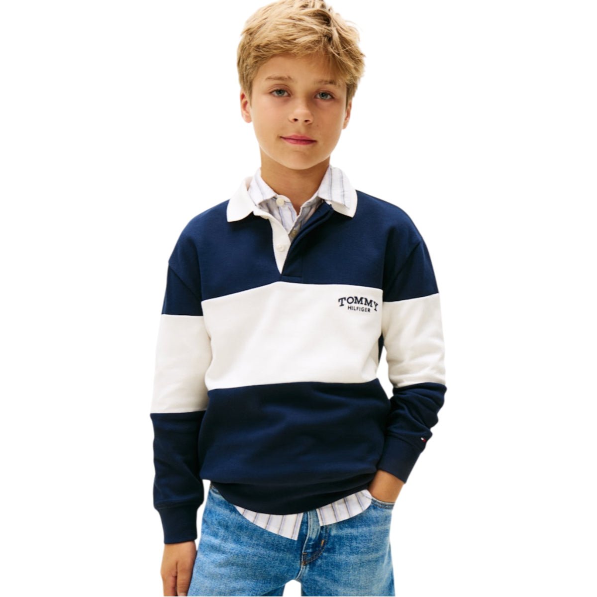 Colourblock polo LS