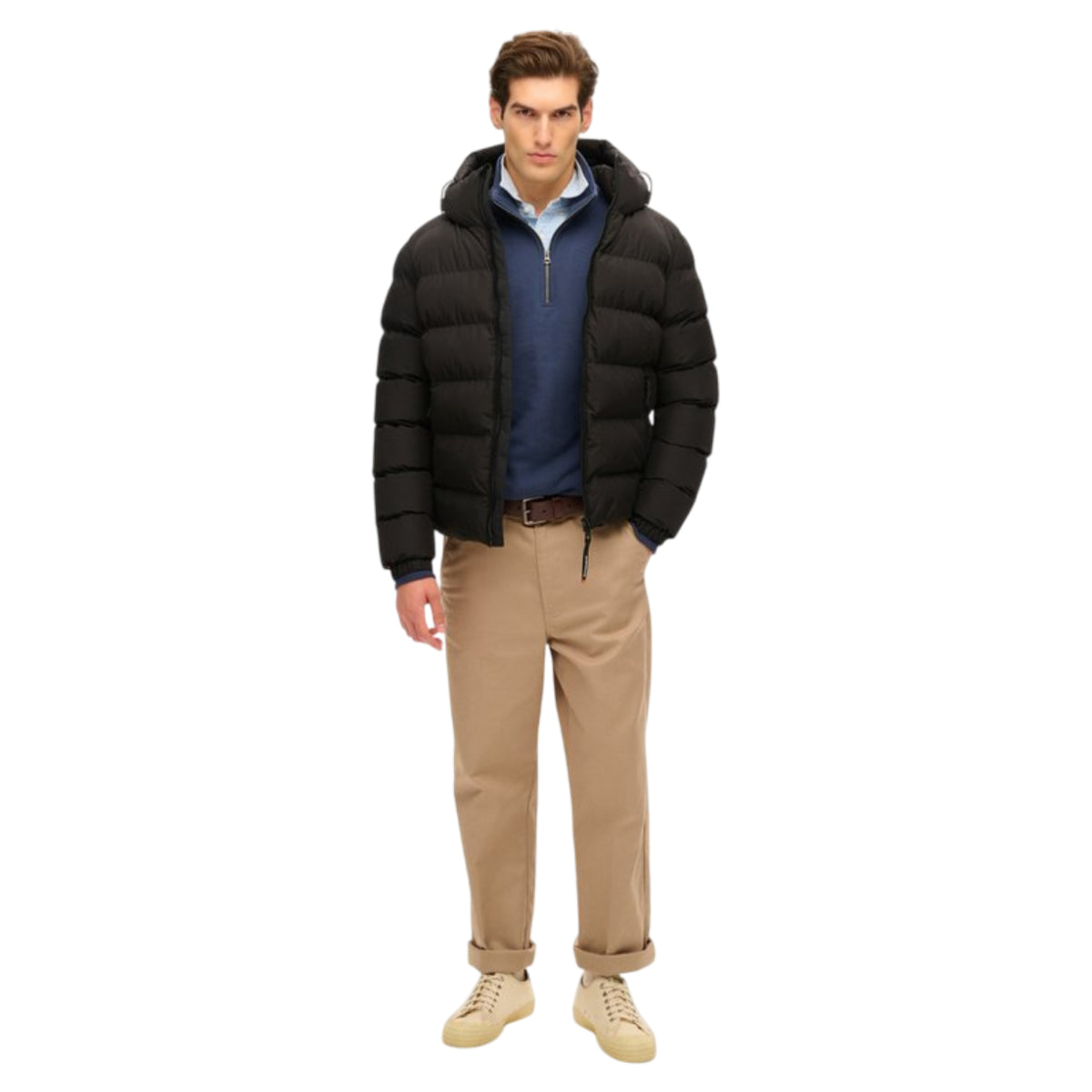 Hooded sports puffer jacket