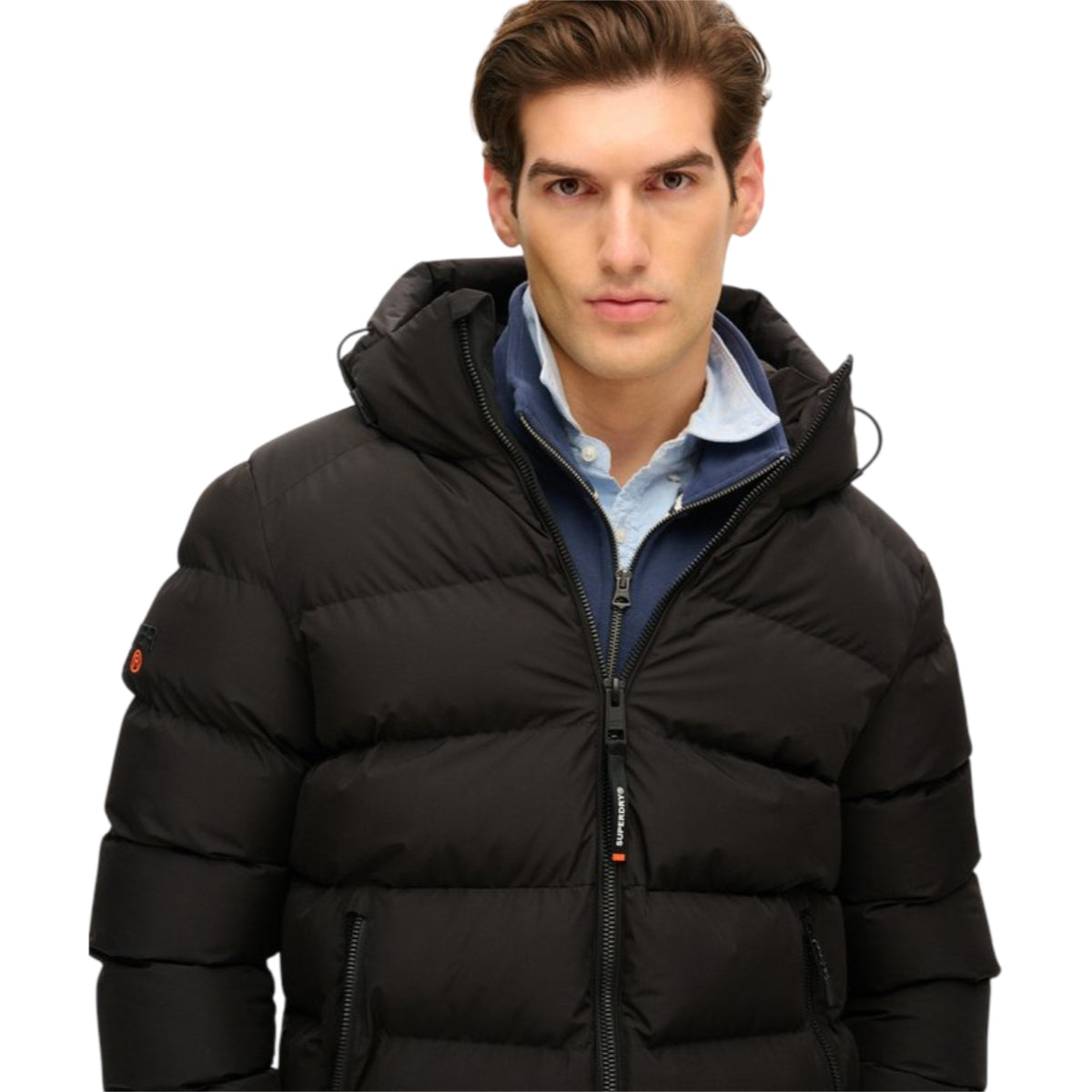 Hooded sports puffer jacket