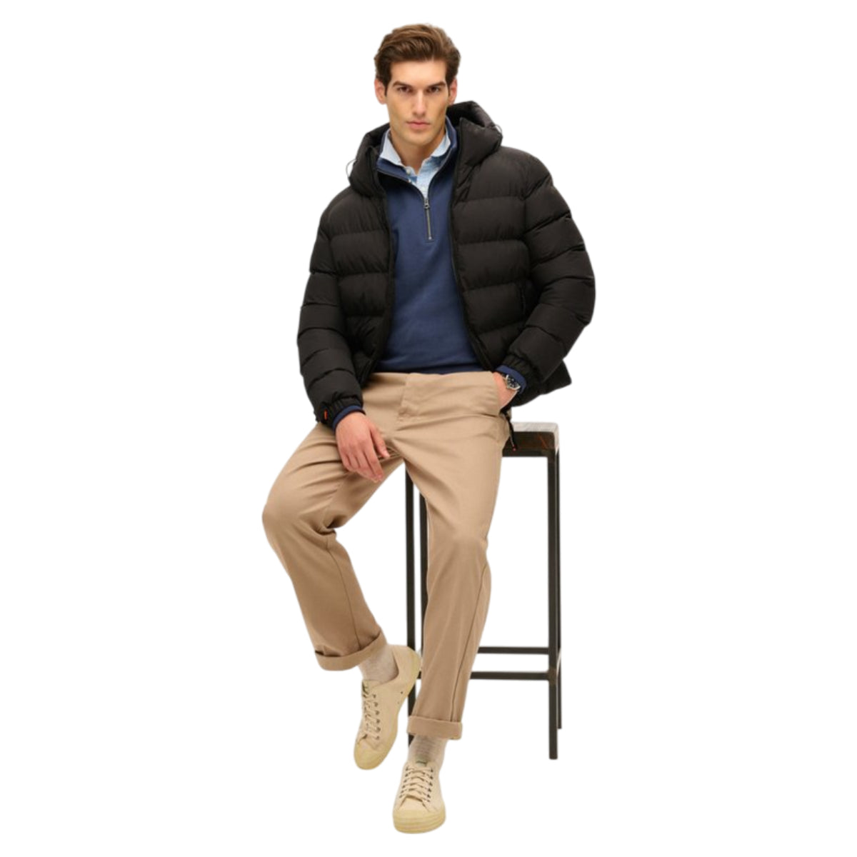 Hooded sports puffer jacket