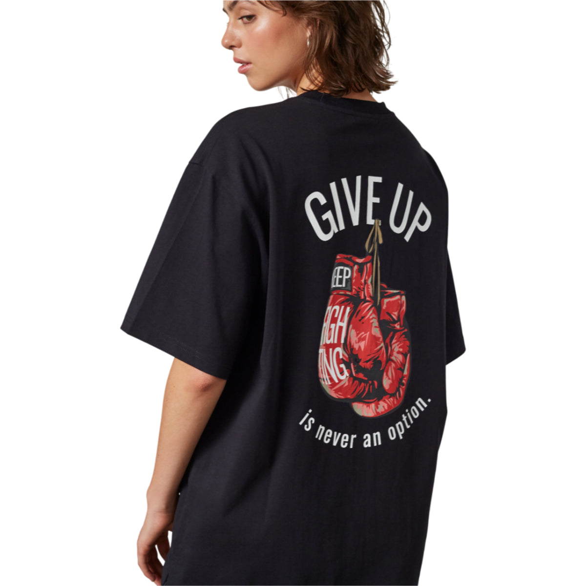 Never give up tee