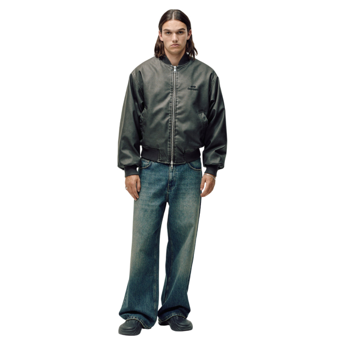 Faux læder bomber jakke