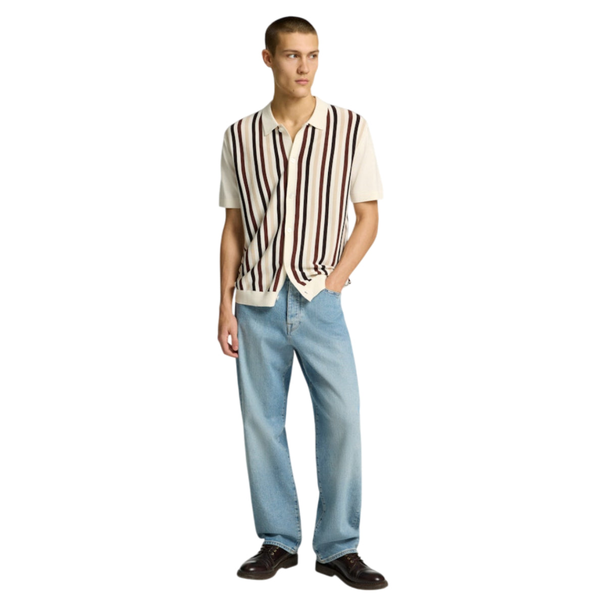 Mattis ss knit stripe polo