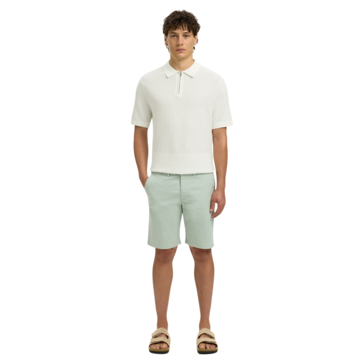 Cran knit structure zip polo