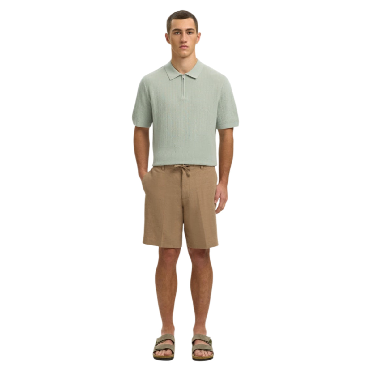 Cran knit structure zip polo