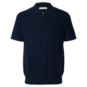 Cran knit structure zip polo