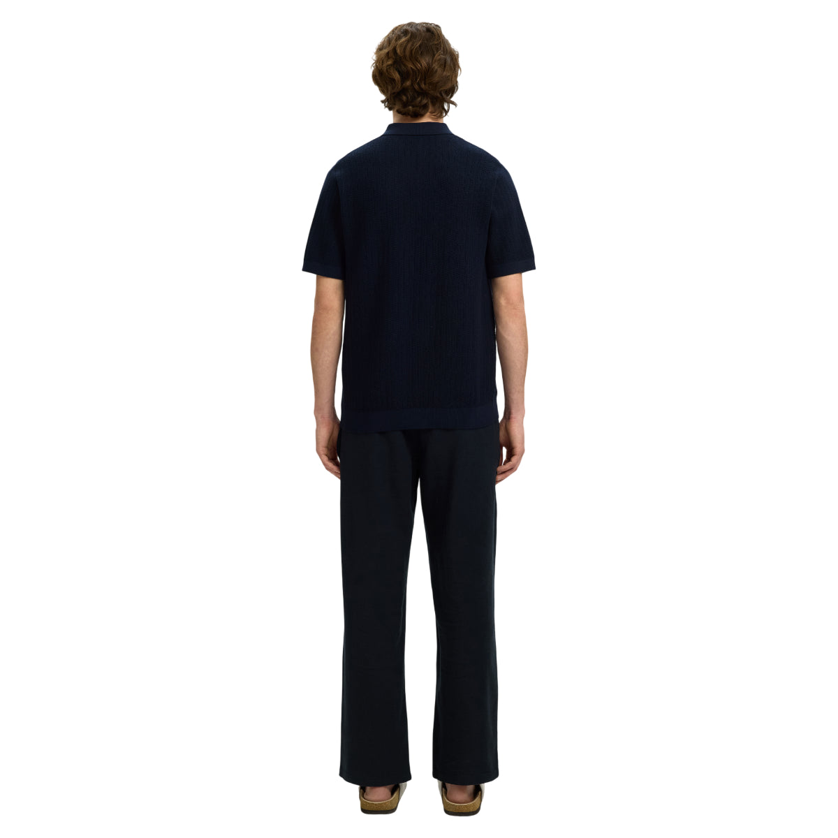 Cran knit structure zip polo