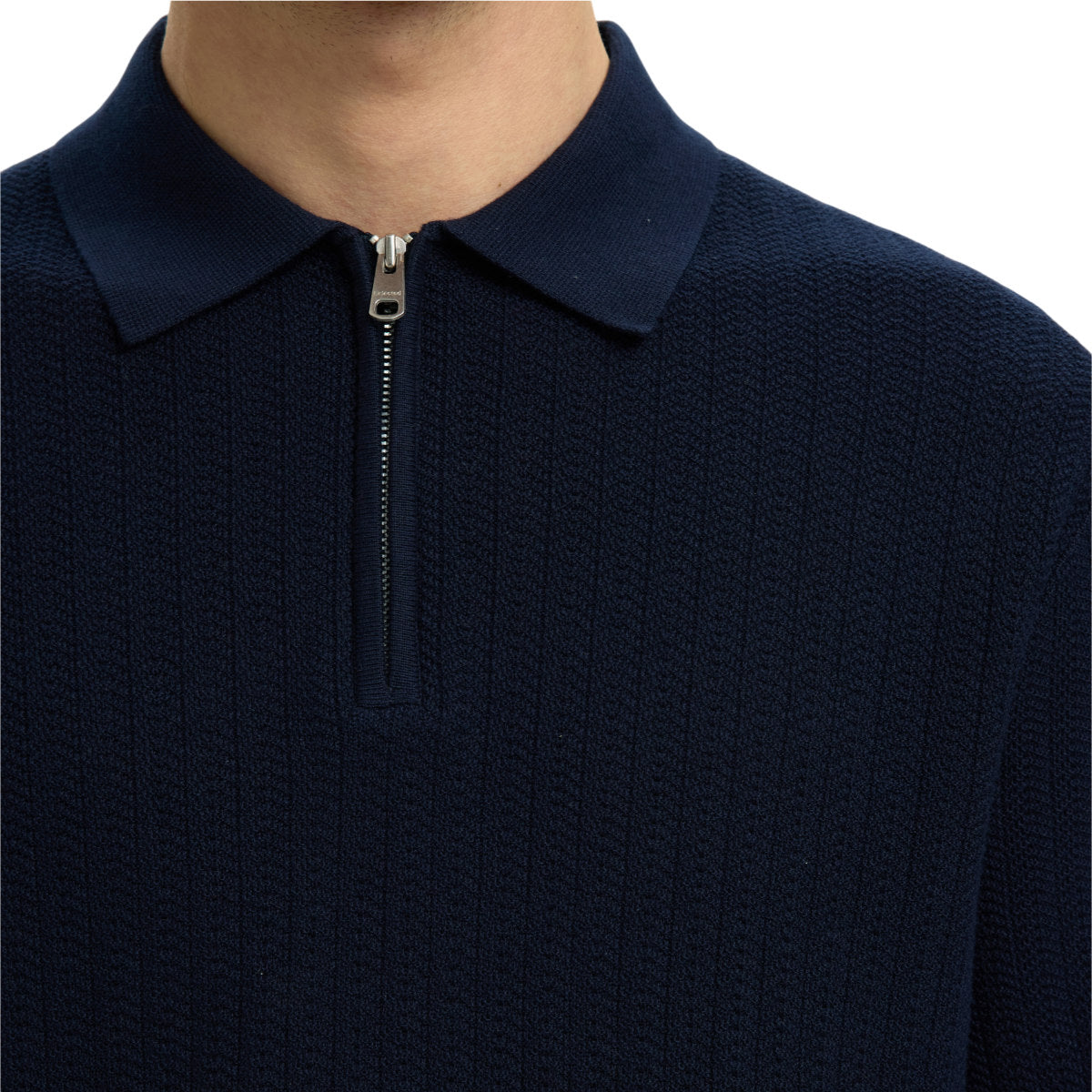 Cran knit structure zip polo