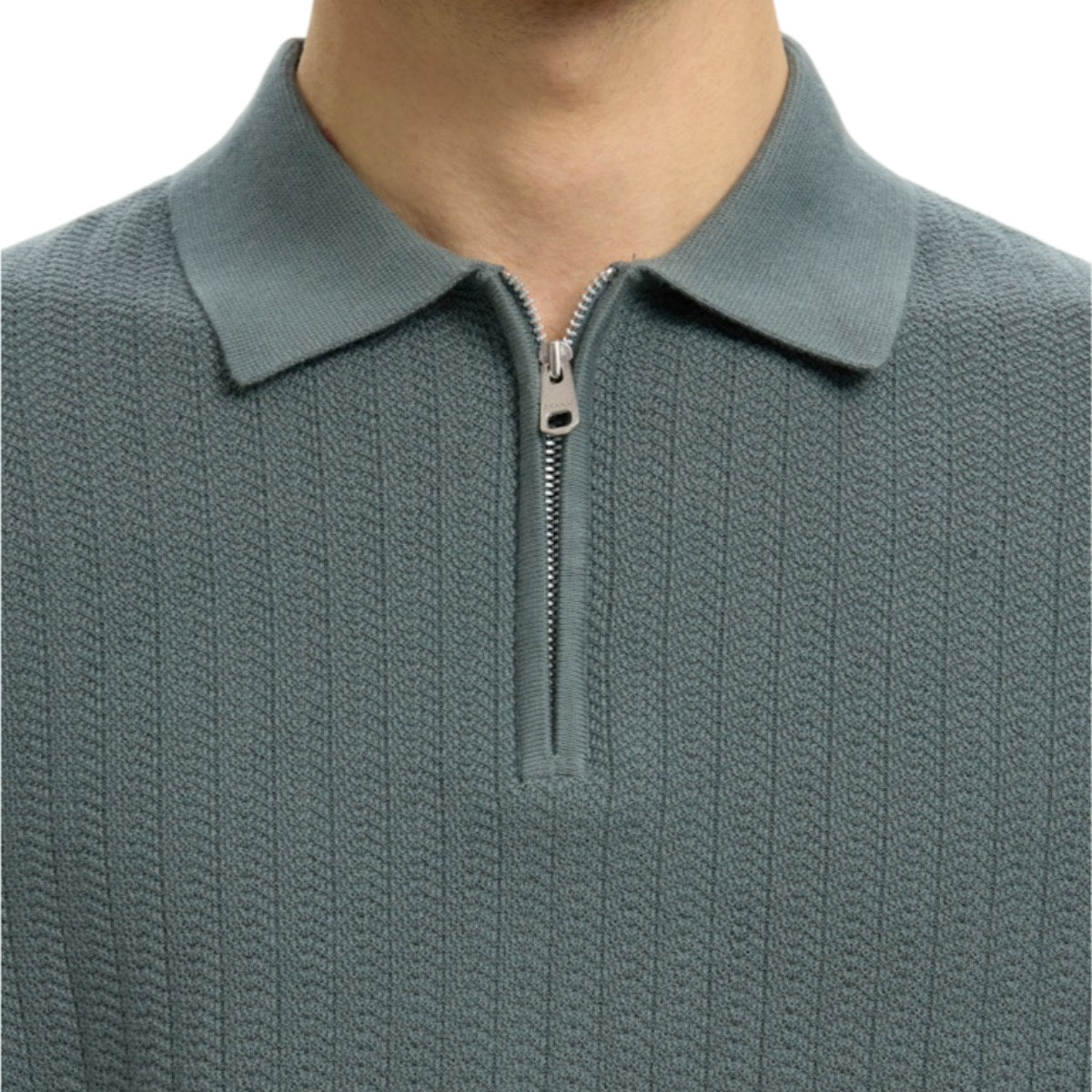 Cran knit structure zip polo