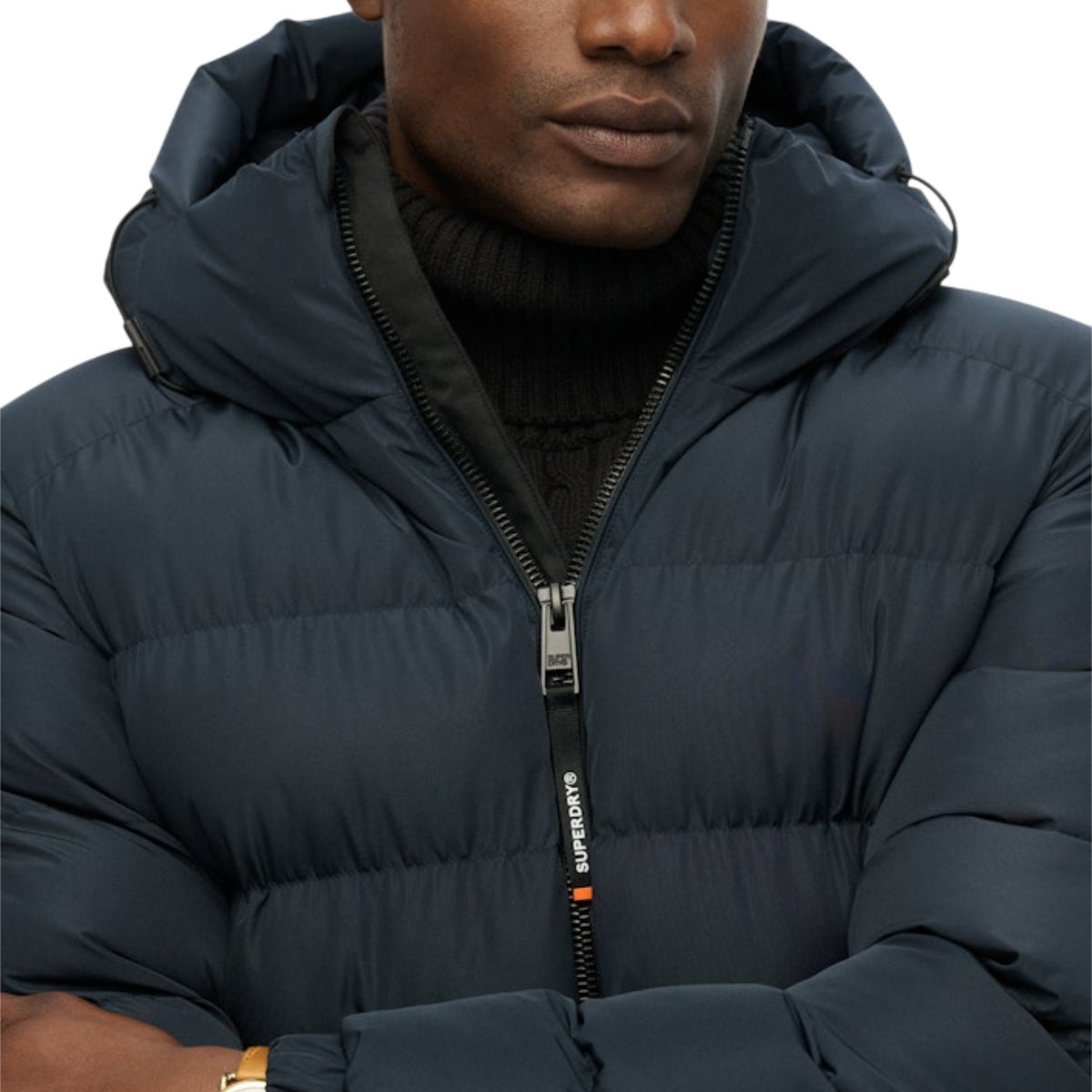 Hooded sports puffer jacket