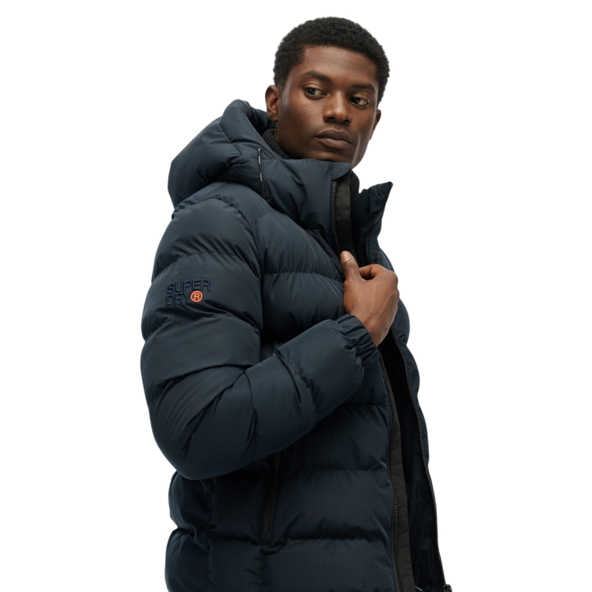 Hooded sports puffer jacket