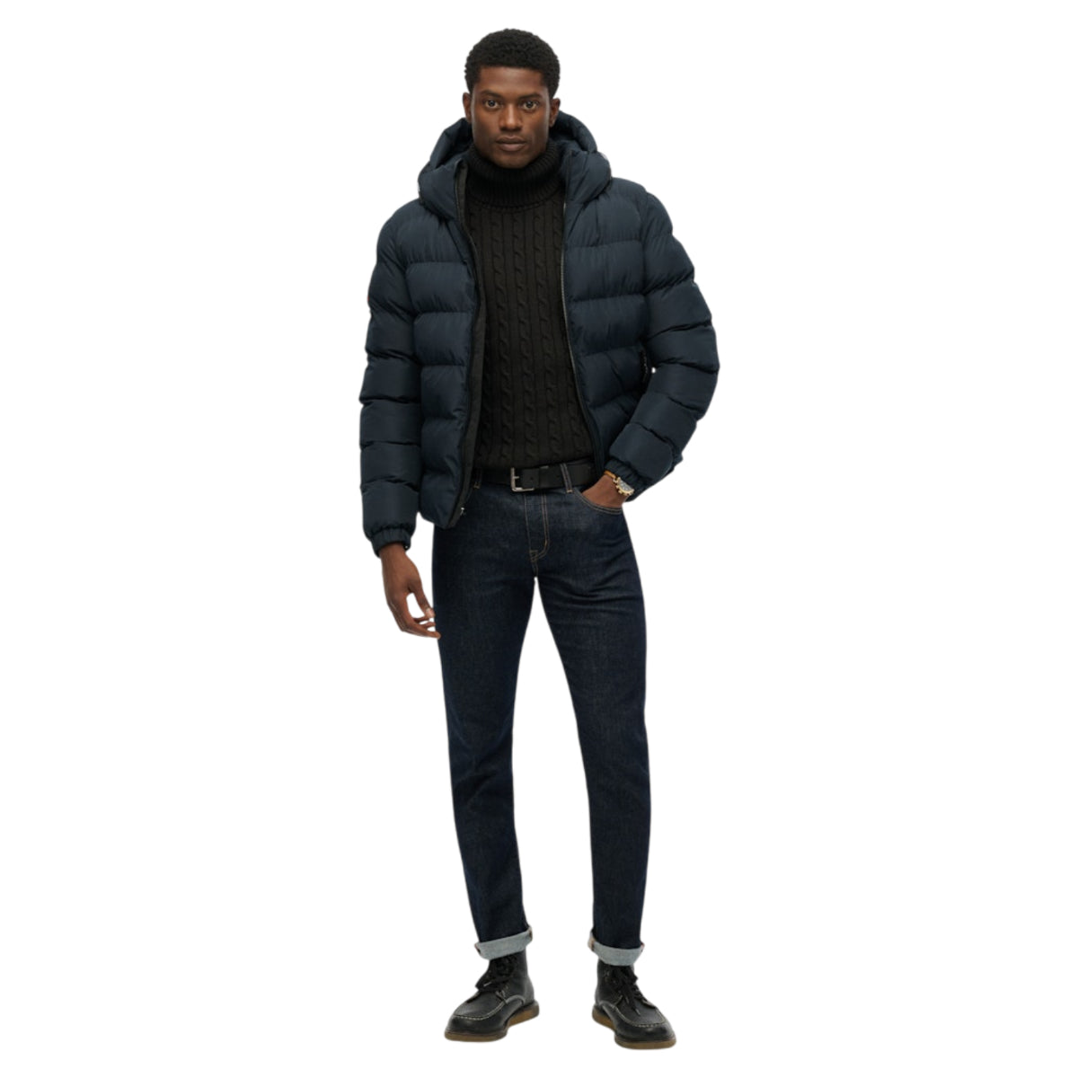Hooded sports puffer jacket