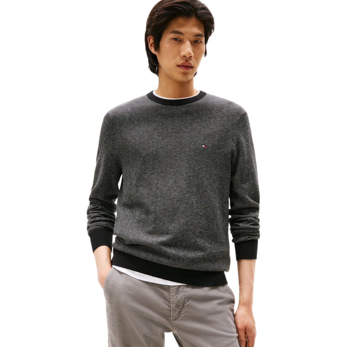 Pima ctn cashmere herringbone