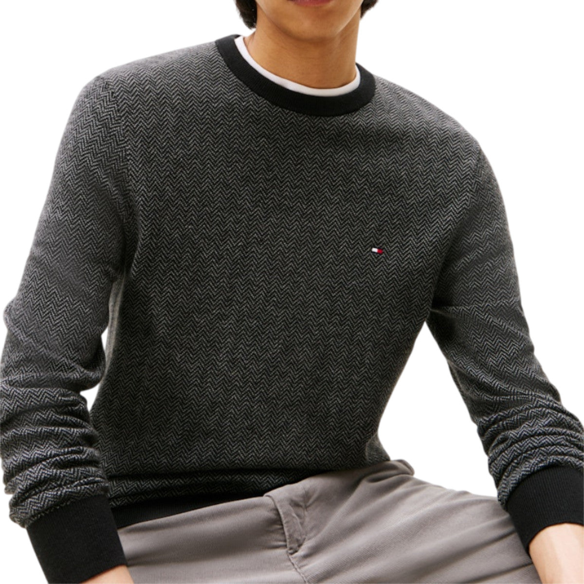 Pima ctn cashmere herringbone