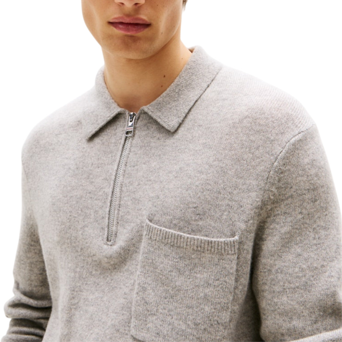Lambswool zip polo