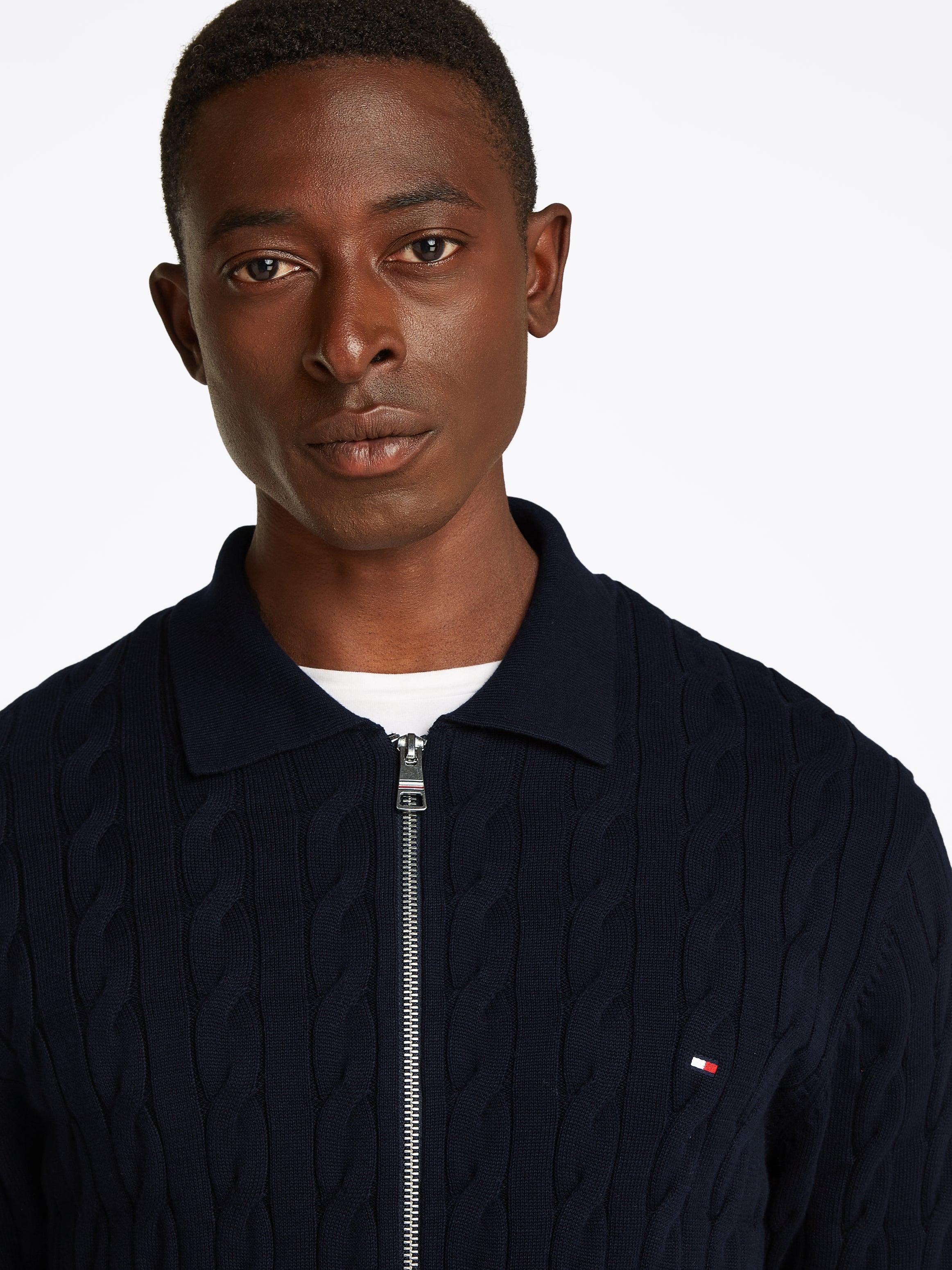 calssic cable polo zip