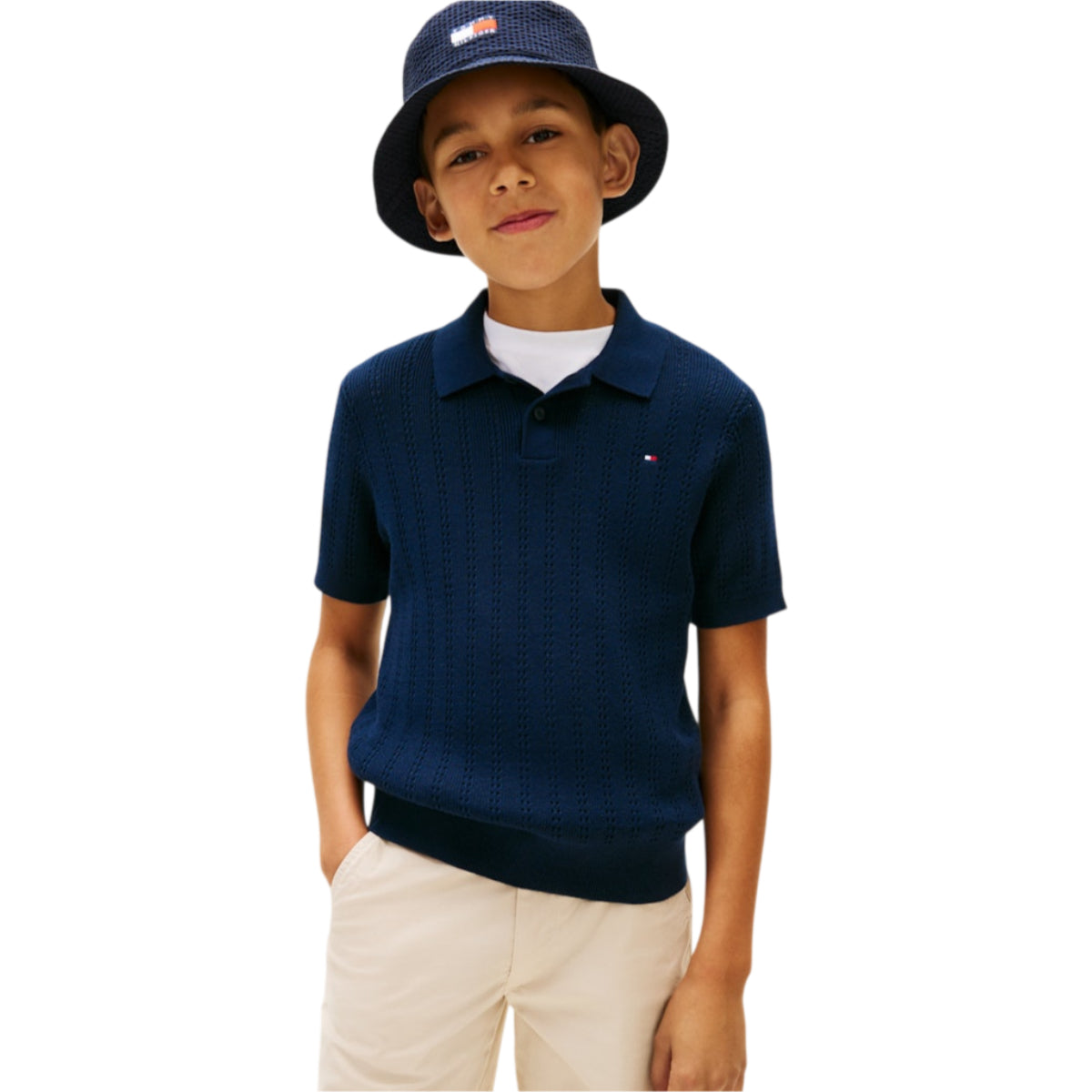 Open stitch polo