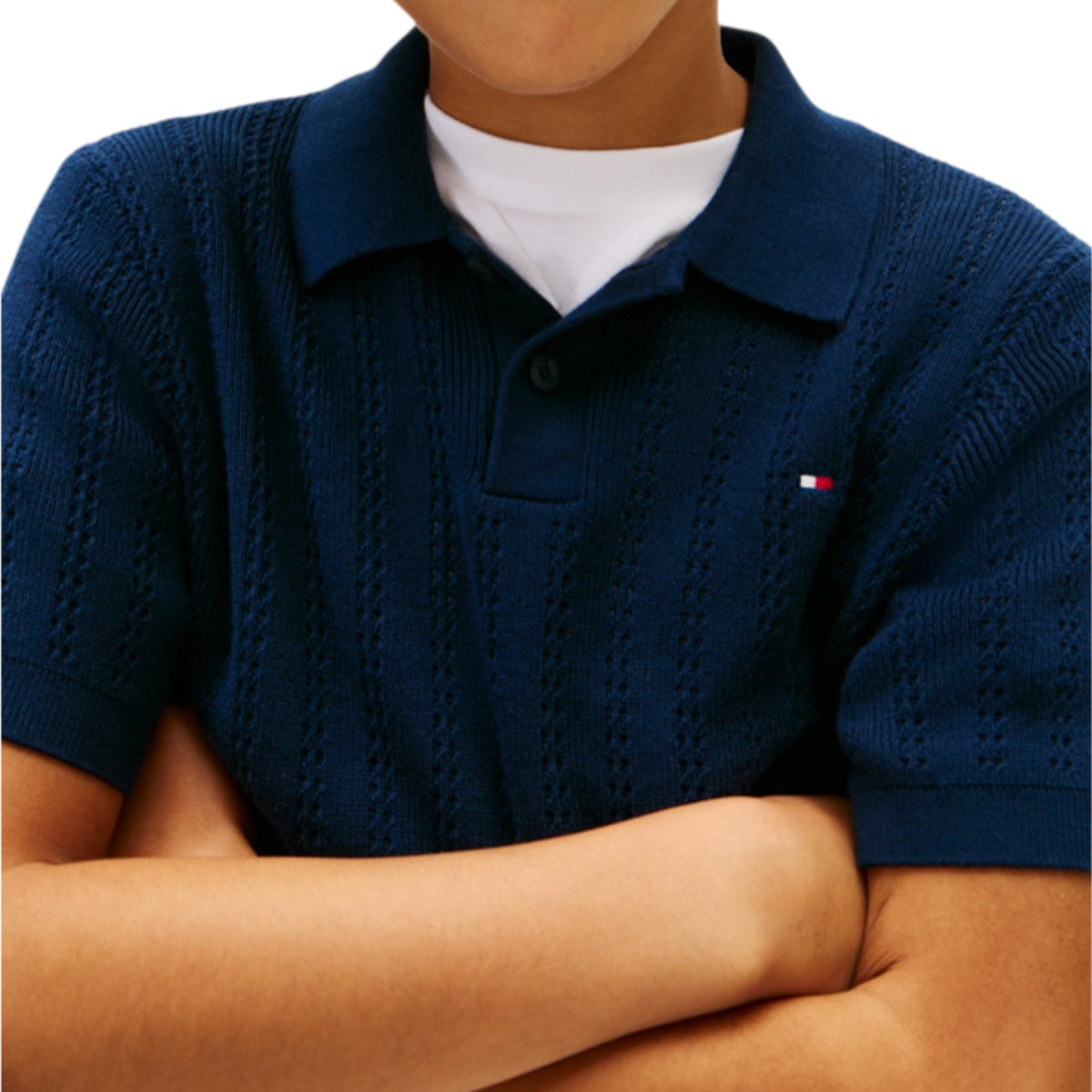 Open stitch polo