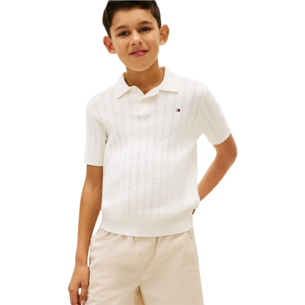 Open stitch polo
